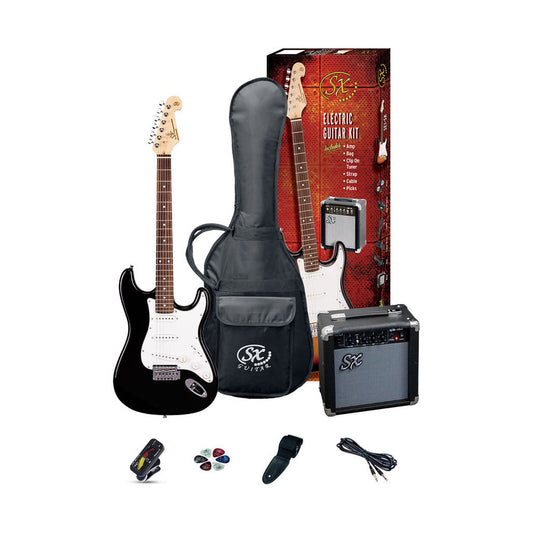 SX Electric Guitar Kit - Amp Tuner Strap - Black — hero 1