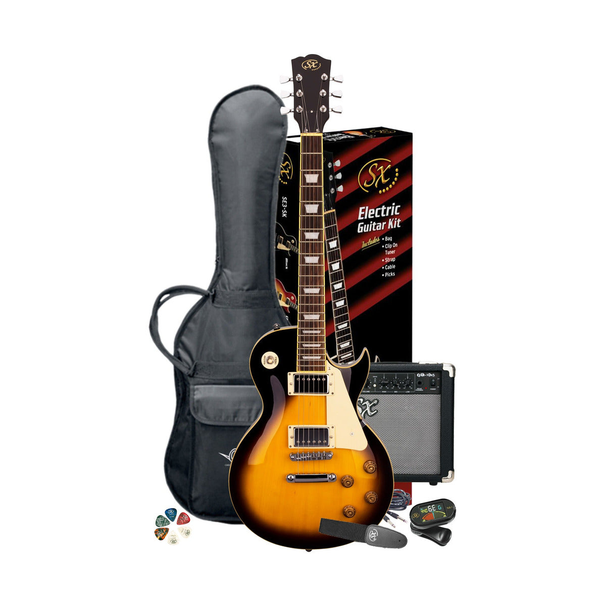 SX Les Paul Elec Guitar Vintage Sunburst + Bag — hero 1