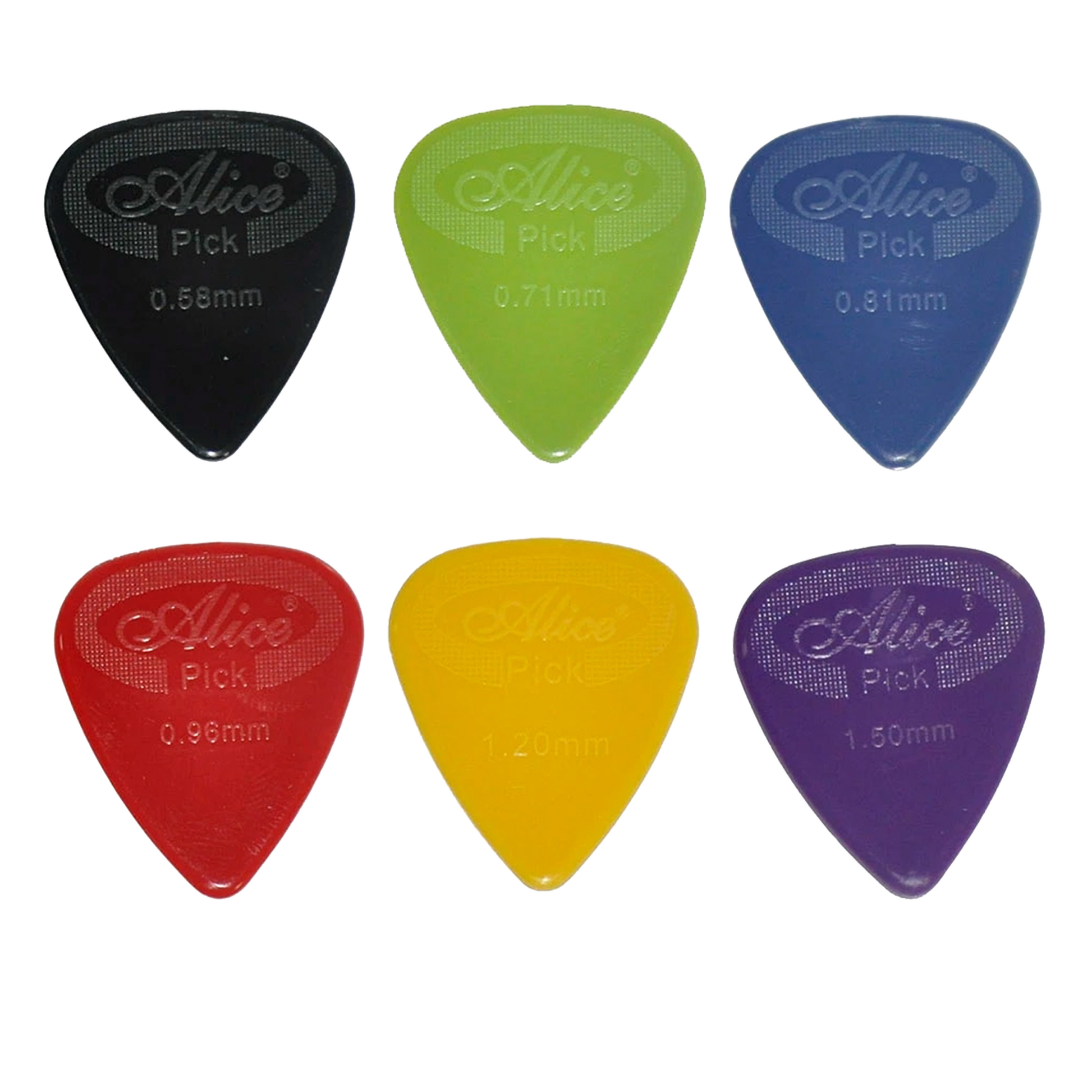 Alice Guitar Plectrums Pack of 6 Assorted Colours and Various Thickness by Pieter Smuts Music
