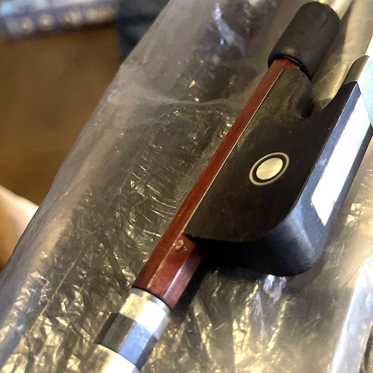 4/4 full size cello bow frog with eye inlay