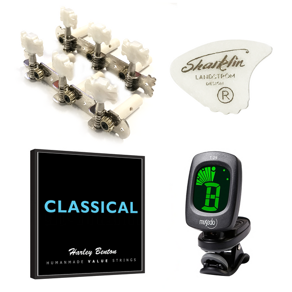 Classical Guitar Upgrade Package Machine Heads, Strings, Tuner & Plectrum
