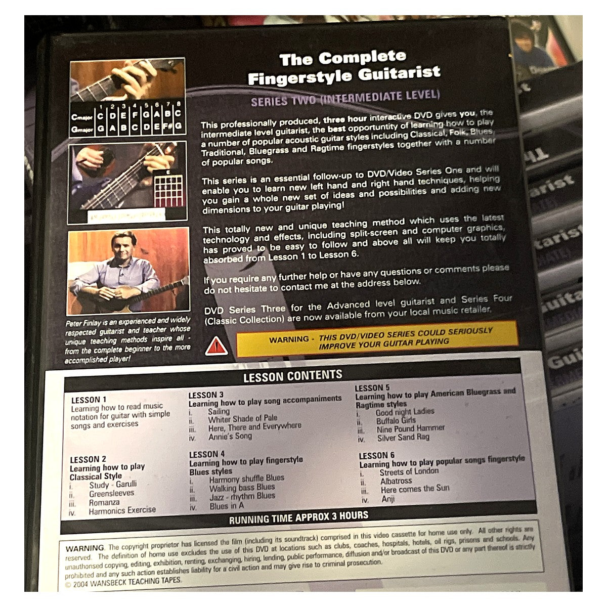Complete Fingerstyle Guitarist DVD Series Two back cover lesson contents