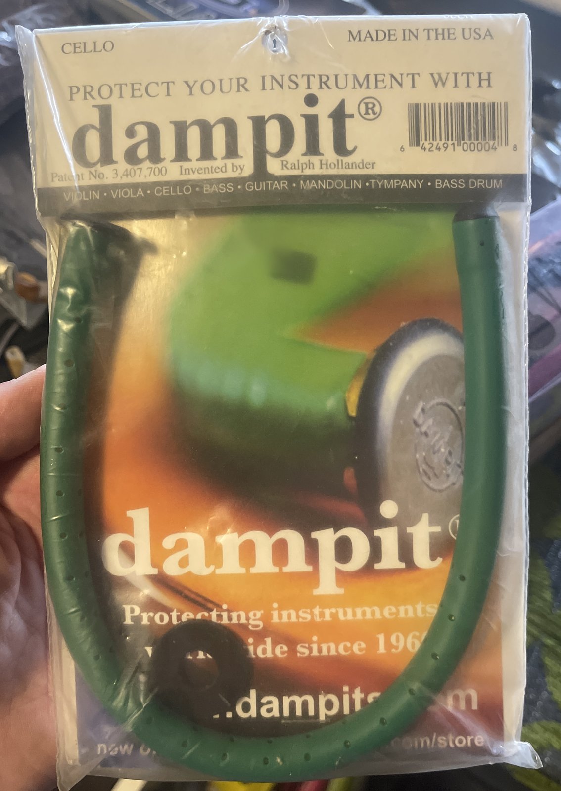 Dampit cello humidifier, green perforated tube in original packaging
