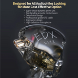 PSM KZ EDX Lite In-Ear Monitor Headphones – Wired HiFi IEM Earphones with Detachable Cable & Microphone