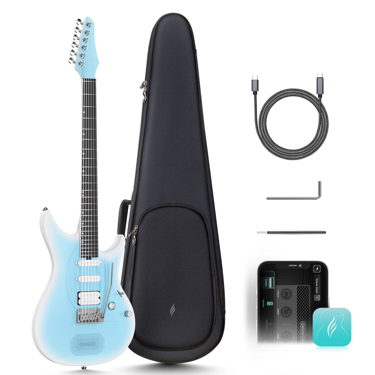 Enya INSPIRE LIGHT BLUE Carbon Fibre Smart Electric Guitar