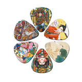 Guitar Picks Pack Of 6 Unique Print Thin/Medium Guitar Plectrums - Asia Print