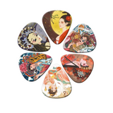 Guitar Picks Pack Of 6 Unique Print Thin/Medium Guitar Plectrums - Asia Print