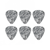 Pack of 6 Black & White Music & Guitar Themed Medium Guitar Plectrums by Pieter Smuts Music