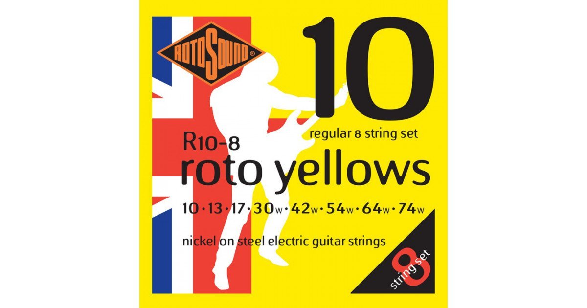 Rotosound Electric Guitar Strings – 8-STRING Nickel on Steel – Gauge 10 -74