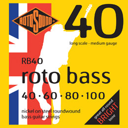 Rotosound Bass Strings–Nickel on Steel Roundwound –Gauge40-100 4String