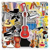50-Piece Musical Instrument Vinyl Sticker Pack - Unrepeated Designs