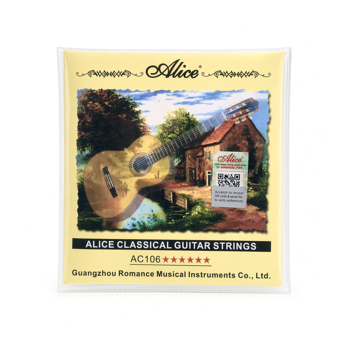 Alice A106 Classical Guitar Strings – Hard Tension Nylon Core (.0285–.044) for Beginners