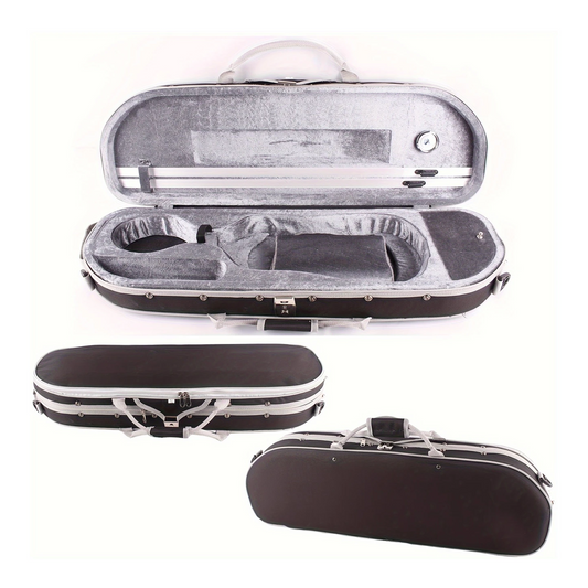 PSM Oblong Pro Violin Case with Back Straps and Lock 4/4 Size Black with Grey Interior by Pieter Smuts Music