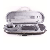PSM Oblong Pro Violin Case with Back Straps and Lock 4/4 Size Black with Grey Interior