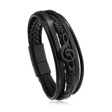 Black Music Wristband - Treble Clef Bracelet in Imitation Leather by Pieter Smuts Music