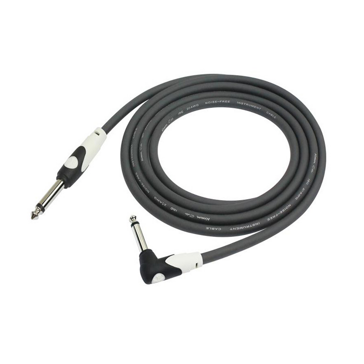 Kirlin Cables 6M 1/4″ Plug – 1/4″ Right Angle Plug Light Gear Cable – Black by Kirlin