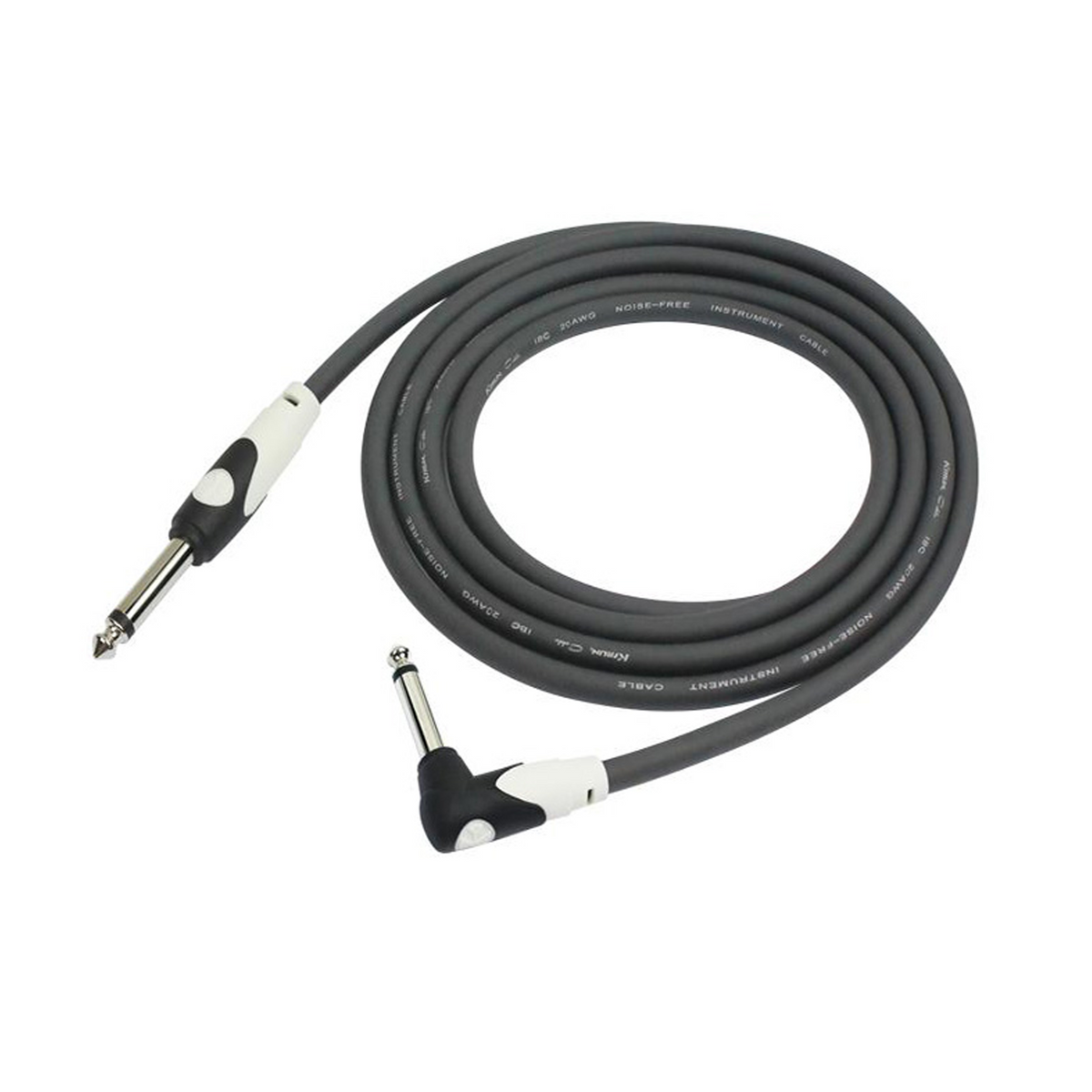 Kirlin Cables 6M 1/4″ Plug – 1/4″ Right Angle Plug Light Gear Cable – Black by Kirlin